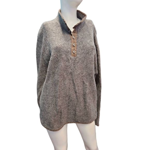 Lands End Taupe Wool Pullover size Medium Men's Fall Winter - Picture 2 of 8